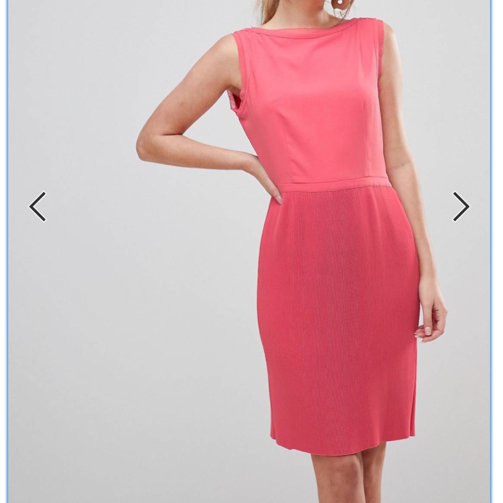 Reiss Copper Pleated Pencil Pink Dress Size 8